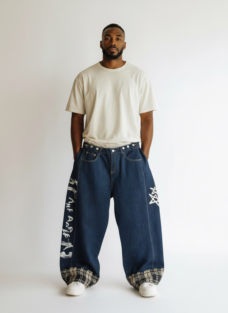 Baggy Denim Brut Ourlet