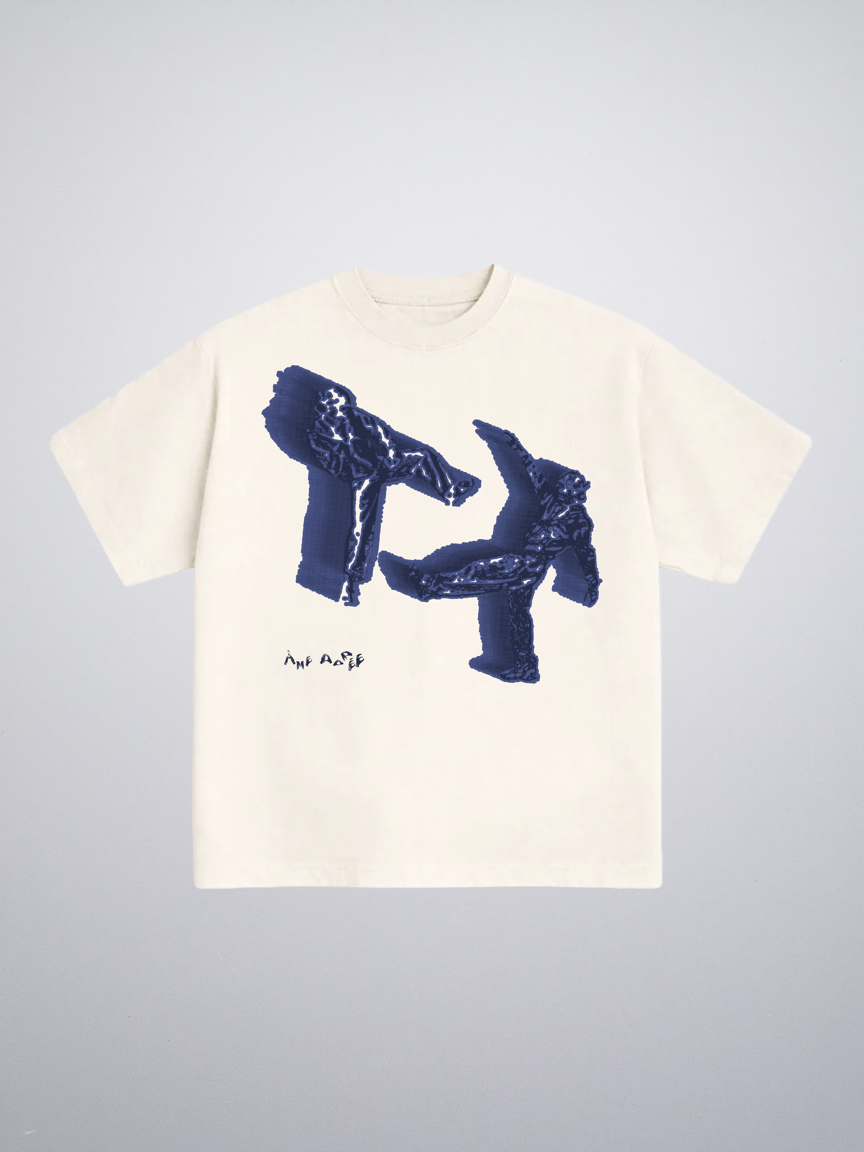 T-shirt White Blue Character "Made In Italy"