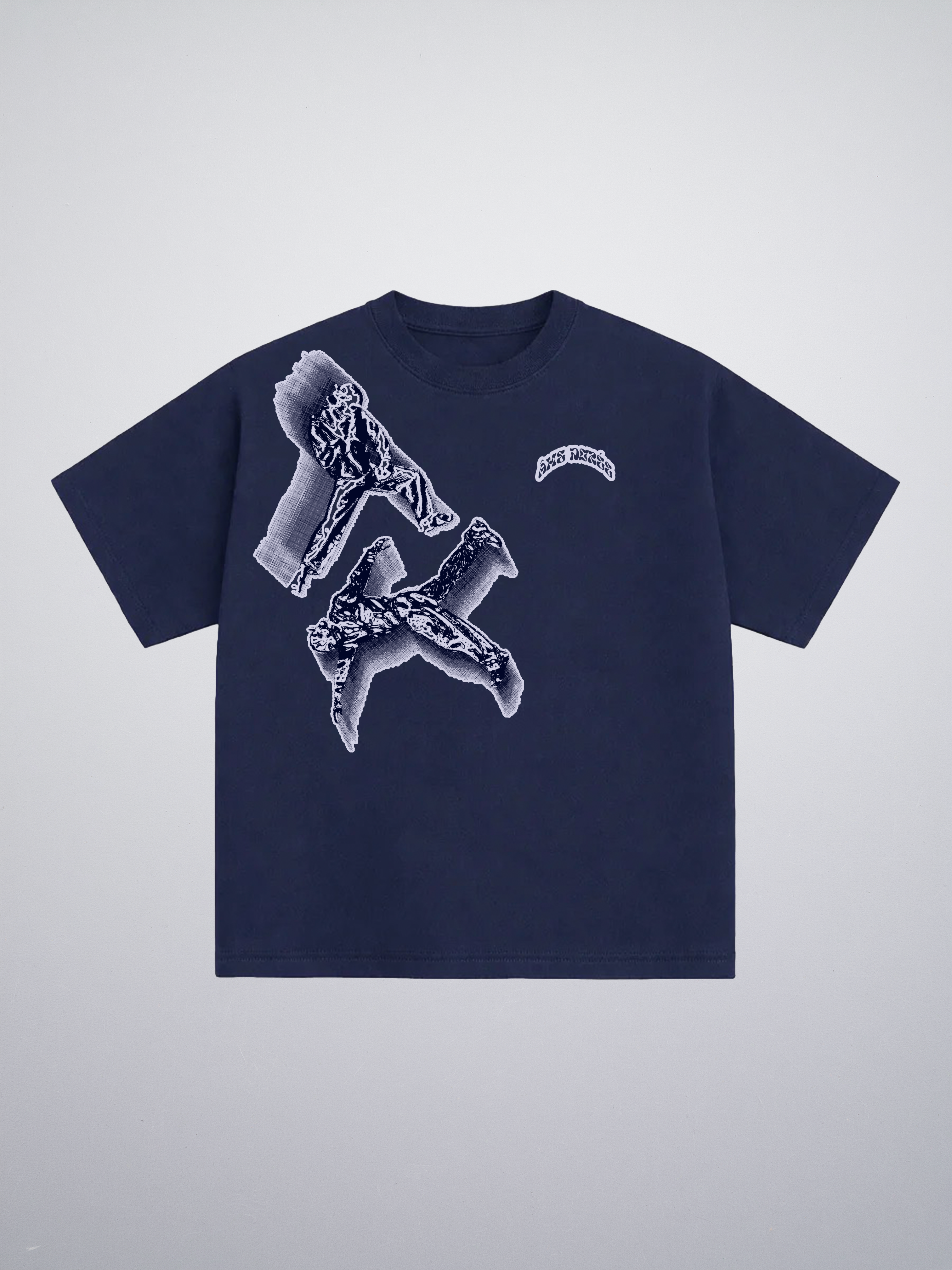 T-shirt Blue Grey Character "Made In Italy"