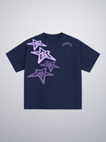 T-shirt Blue Purple Stars  "Made In Italy"
