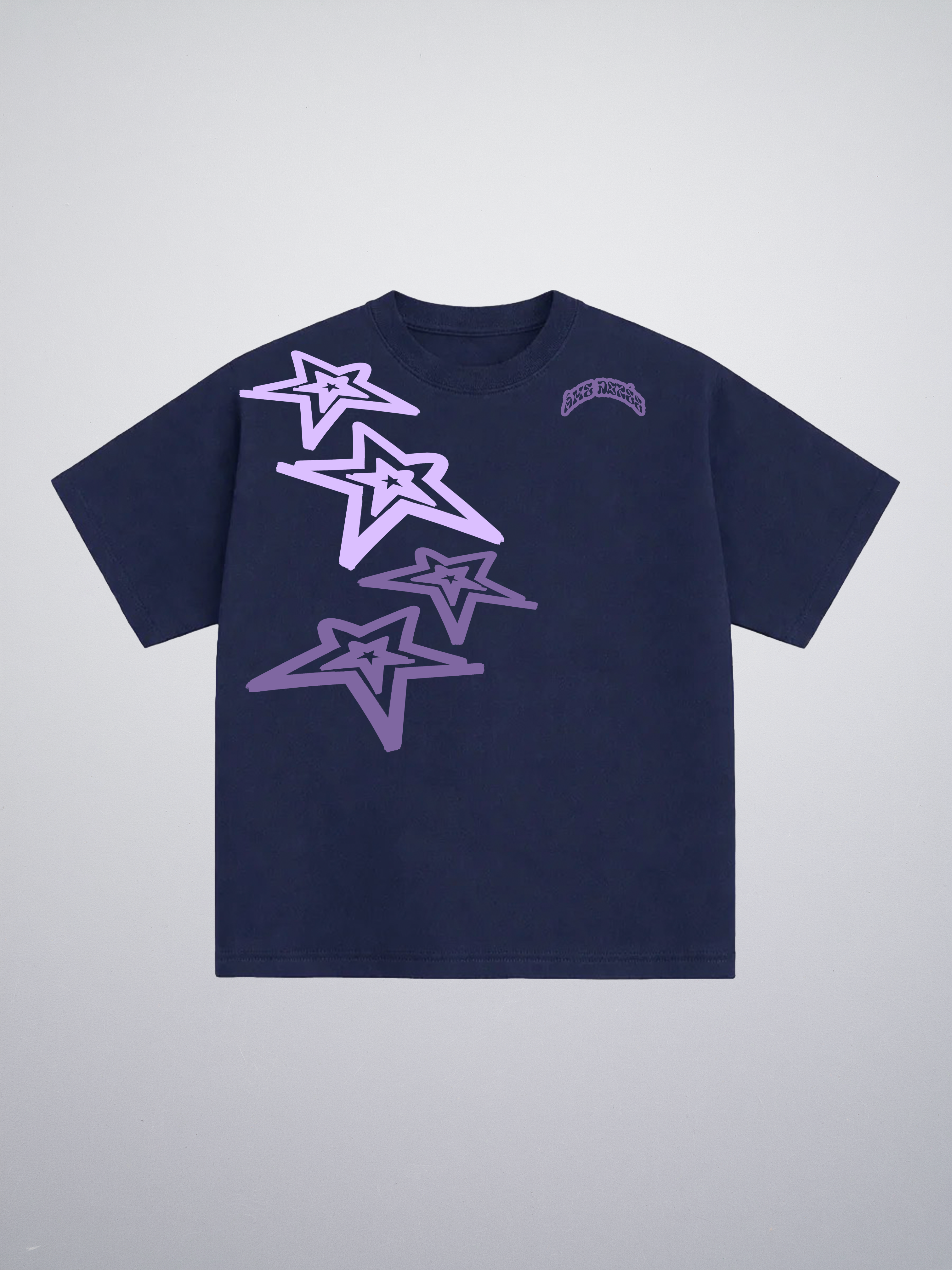 T-shirt Blue Purple Stars  "Made In Italy"