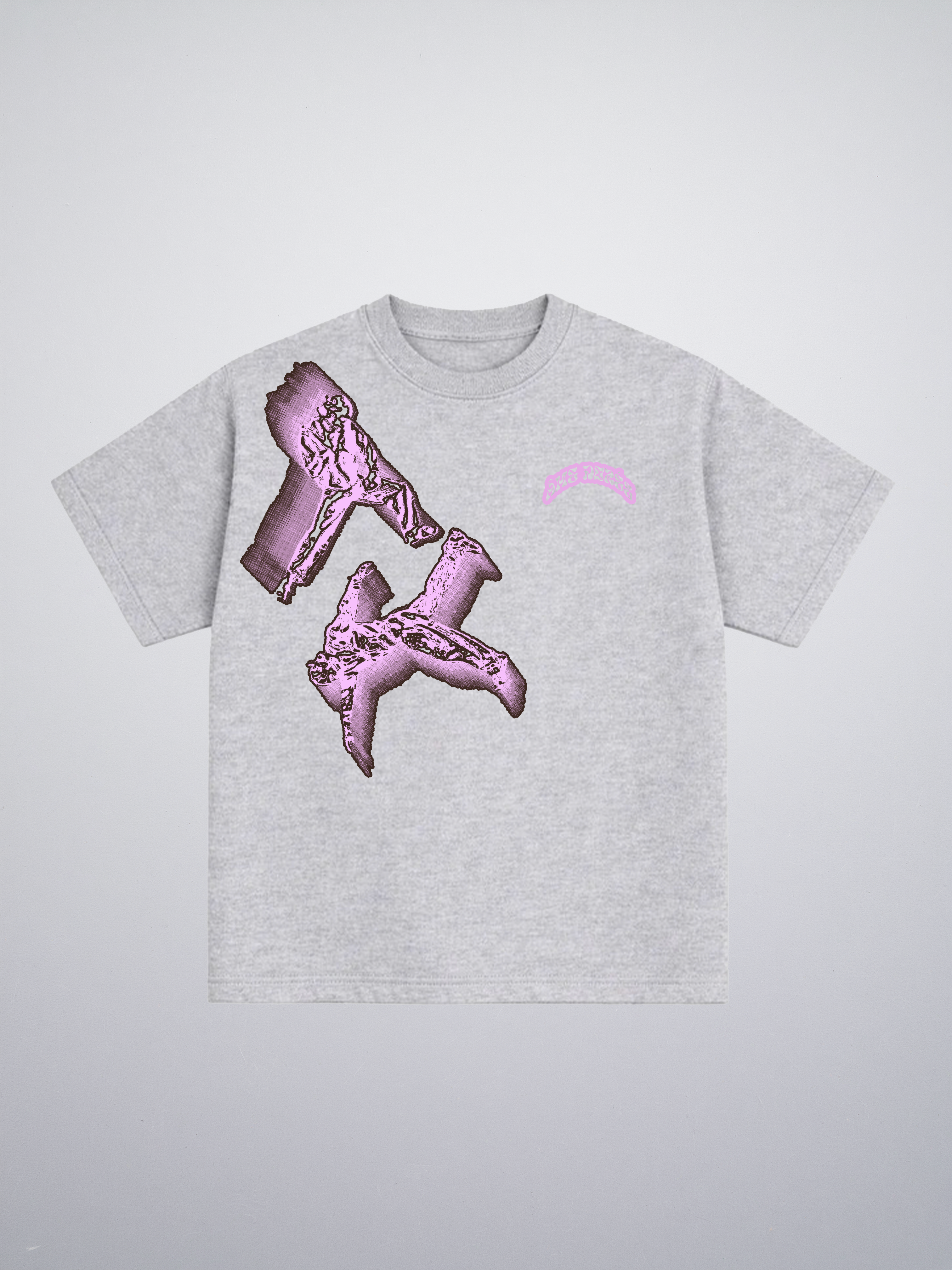 T-shirt Grey Pink Character "Made In Italy"